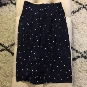 I.Crew navy polka dot skirt, 4p